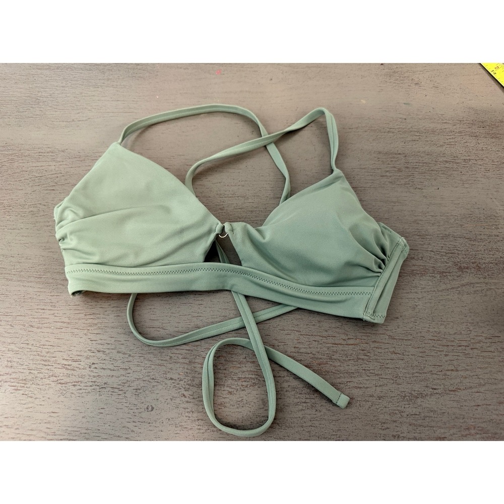 Shade & Shore Sage Green Wrap Triangle Bikini Top Underwire 36B